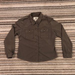 Lucky Brand Military Style Floral Appliqué Shirt